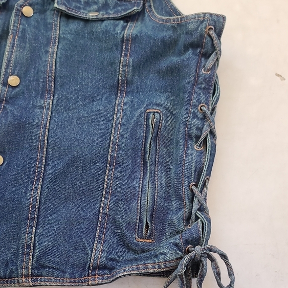 Boss Dark Blue Denim Vest with Side Lacing - Picture 4 of 6